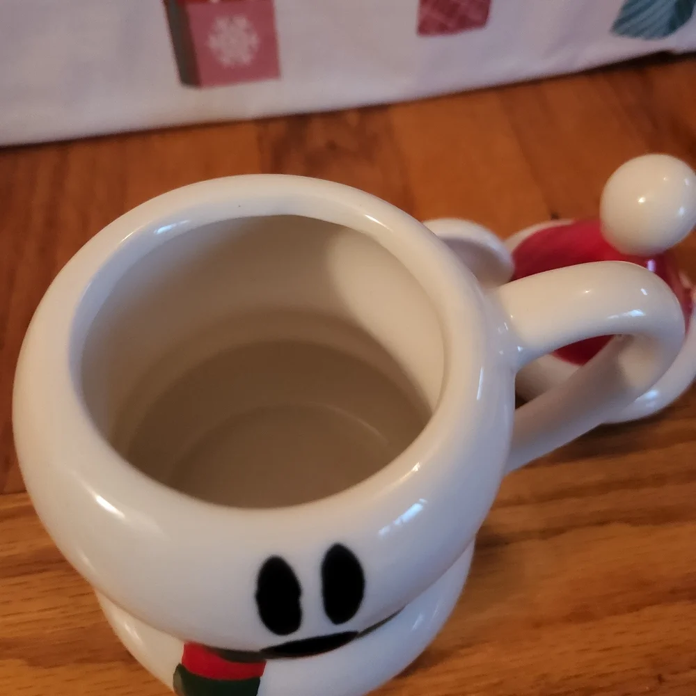Christmas Mickey Mouse mug snowman mug with topper NEW